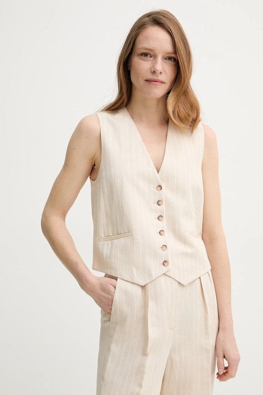 BA&SH vestă cu amestec de in PATSY cu captuseala bej 1E25PATS