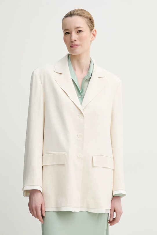 Blazer με μείγμα λινών ISABELLE BLANCHE ύφασμα μπεζ IS25SS.J087.T005