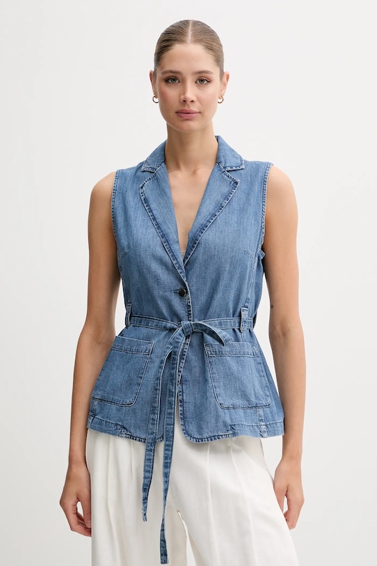 United Colors of Benetton vestă jeans necaptusit albastru 2KOWDJ00Z