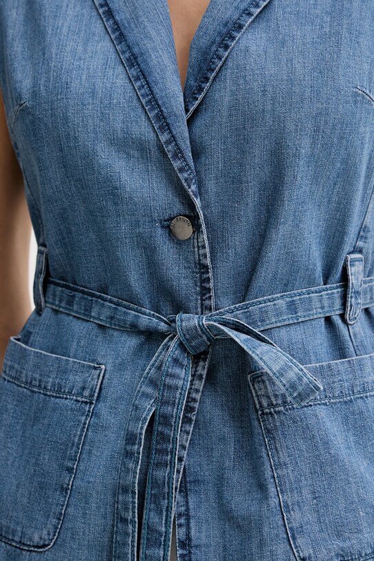 United Colors of Benetton vestă jeans 2KOWDJ00Z albastru