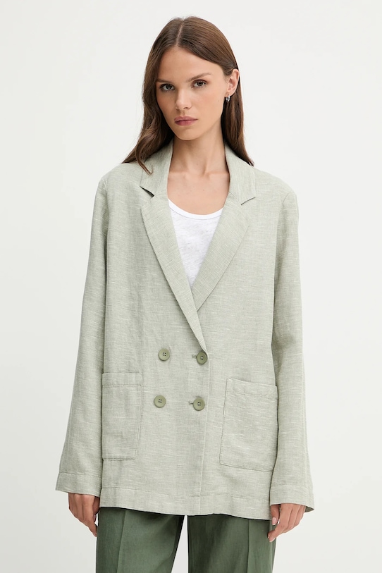 Λινό πανωφόρι United Colors of Benetton πράσινο 265XDW035