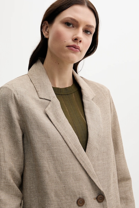 United Colors of Benetton marynarka lniana beżowy 265XDW035