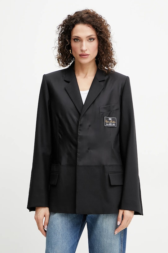 Μπλέιζερ με μίγμα μαλλιού Victoria Beckham απλικέ μαύρο 1225WJK006168B