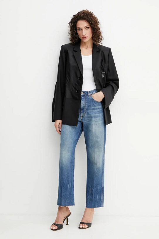 Μπλέιζερ με μίγμα μαλλιού Victoria Beckham 1225WJK006168B μαύρο SS25