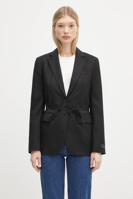 Kenzo marynarka wełniana aplikacja czarny FF52VE2619RA.99