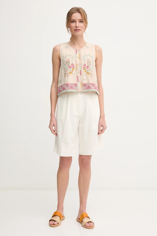 Жилетка с примесью льна Hoss Intropia 5479201 бежевый SS25