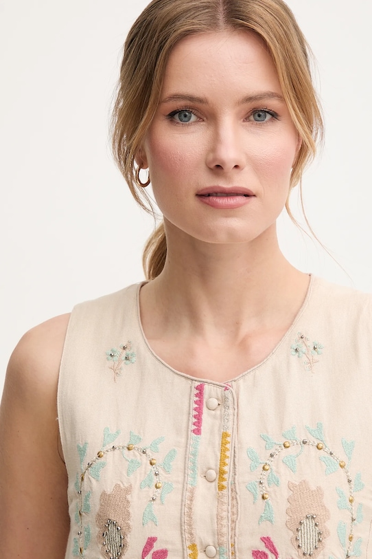 Жилетка с примесью льна Hoss Intropia бежевый 5479201