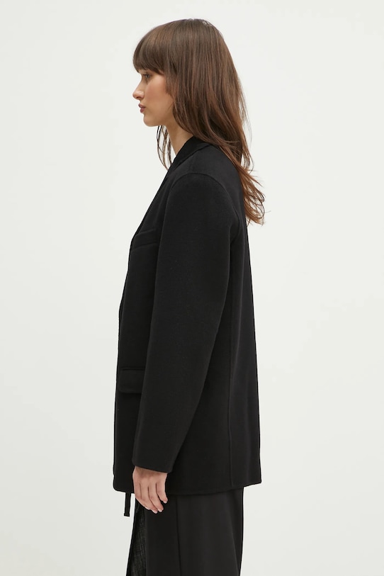 Anine Bing marynarka wełniana Quinn Blazer A.01.7073 czarny SS25