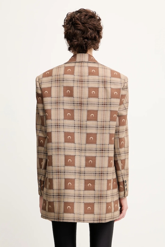 Îmbrăcăminte Marine Serre geacă de lana Moon Checks Jacquard Boxy UJA066A.CWOV0064 maro