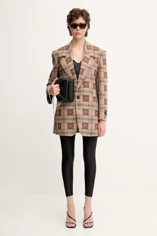 Marine Serre geacă de lana Moon Checks Jacquard Boxy UJA066A.CWOV0064