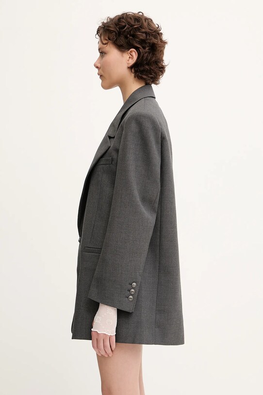 Marine Serre wool blend blazer Regenerated Tailoring Boxy UJA066A.DWOV0057 gray SS25