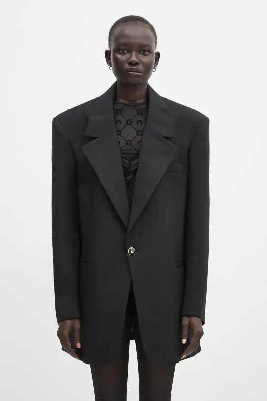 Vlněné sako Marine Serre Virgin Wool Twill Boxy vlna černá UJA066A.RWOV0001