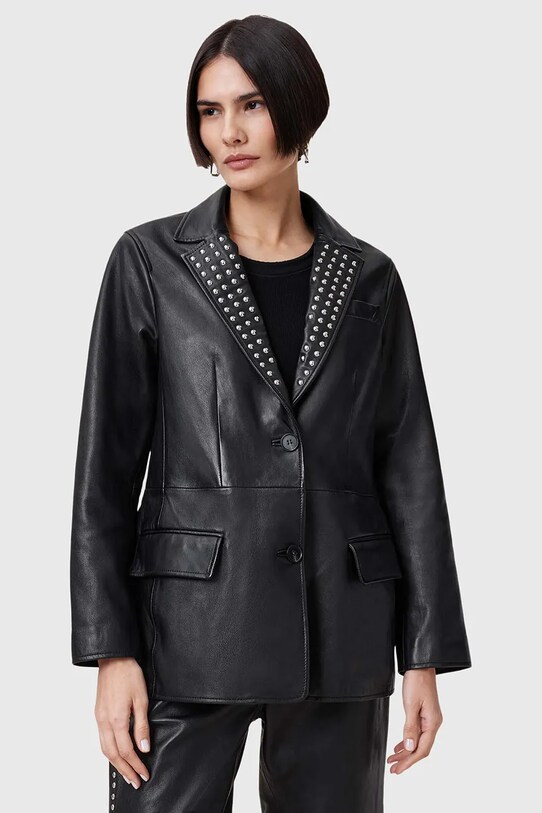 AllSaints sacou de piele CORINNA cu captuseala negru W037LC