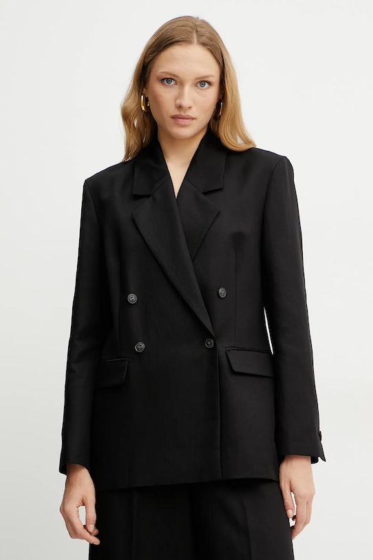 Plátěné sako Ivy Oak JASEMINA ROSE látka černá IO119125