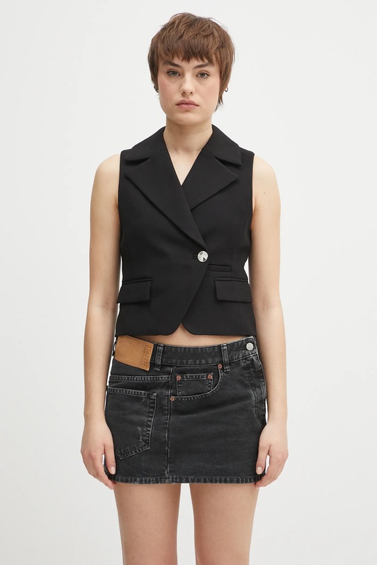 Безрукавка GANNI Bonded Crepe з підкладкою чорний W0243