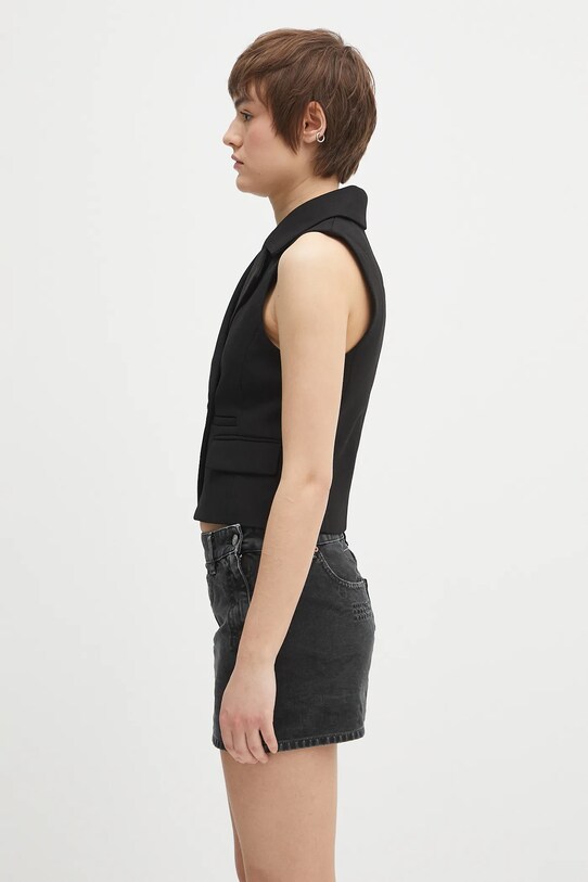 Безрукавка GANNI Bonded Crepe W0243 чорний SS25