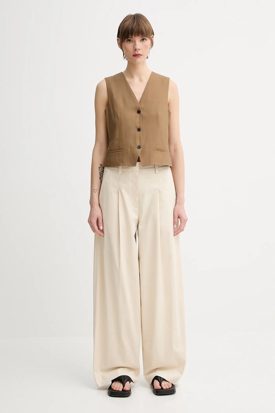 Lněná vesta Marc O'Polo 504095281007 hnědá SS25