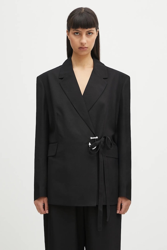 Піджак з домішкою шовку JW Anderson Tailored Wrap з підкладкою чорний JK0369.PG1684.999