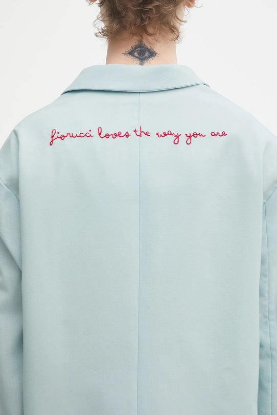 Μάλλινο σακάκι Fiorucci Double Breasted W02SPBDO059WO01BL02 μπλε