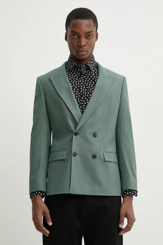 Μάλλινο σακάκι HUGO slim πράσινο 50537779