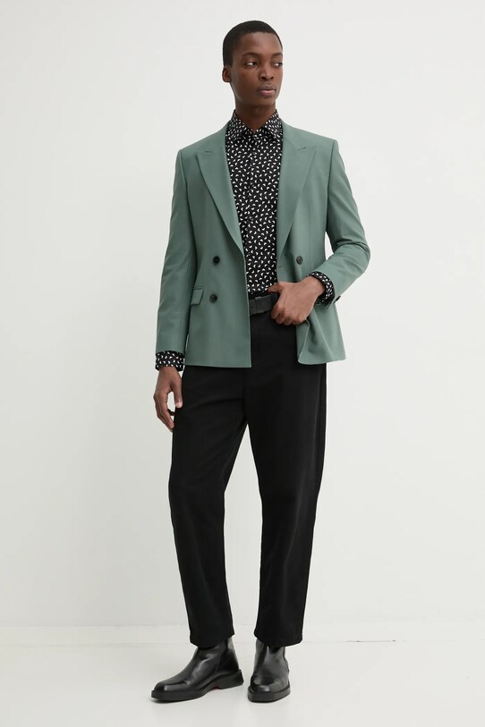 Μάλλινο σακάκι HUGO 50537779 πράσινο SS25