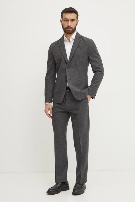 Vlněné sako Calvin Klein K10K113923 šedá SS25