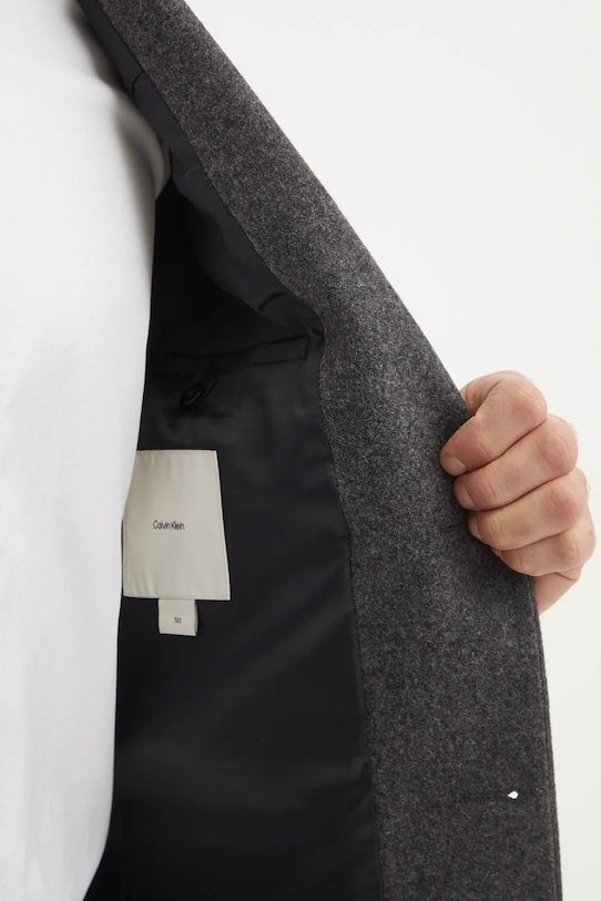 Vlněné sako Calvin Klein šedá K10K113923