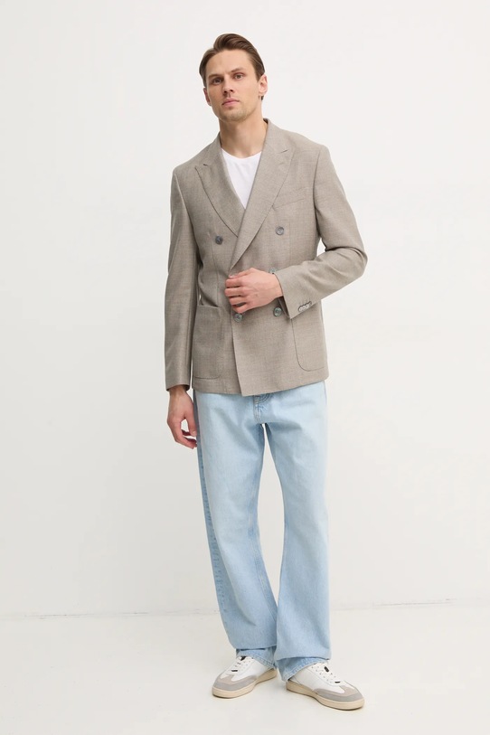 Вълнено сако BOSS 50535043 бежов SS25