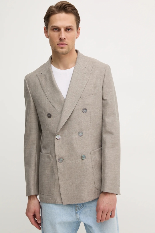 Вълнено сако BOSS бежов 50535043