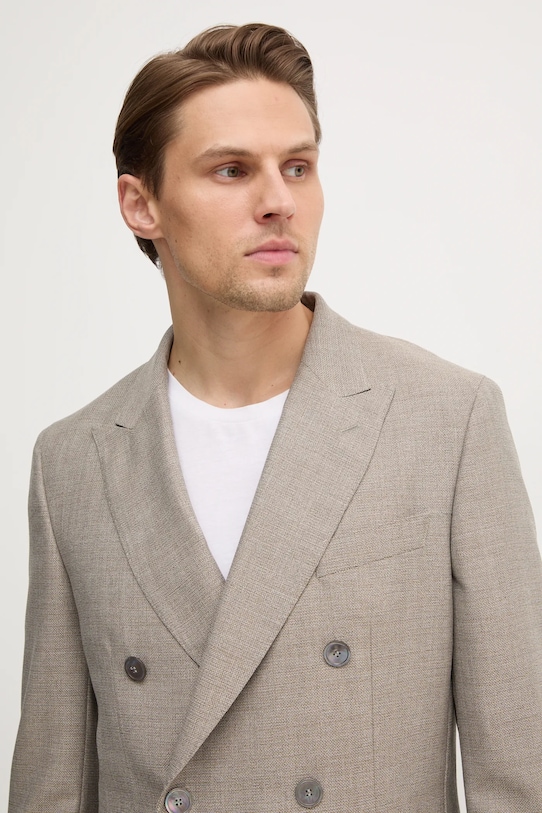 Вълнено сако BOSS 50535043 бежов