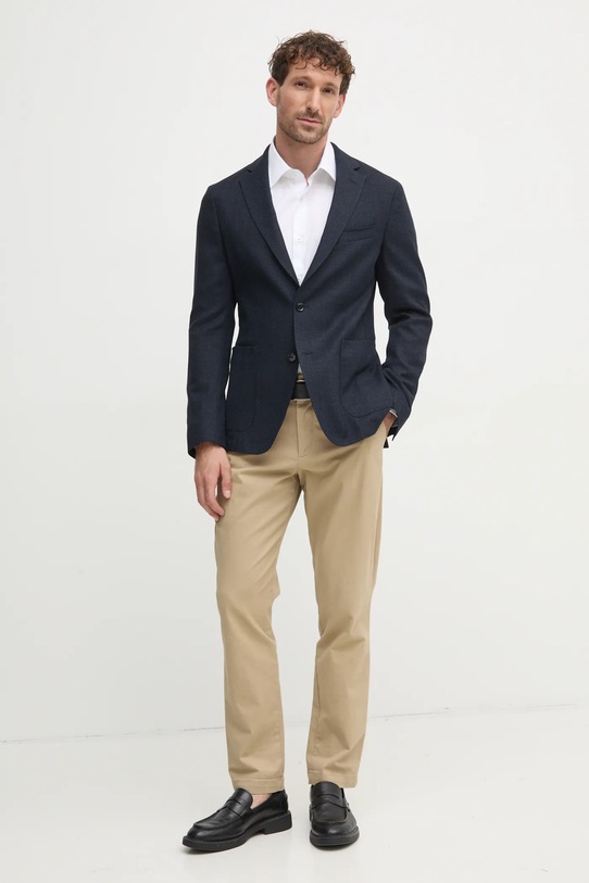 Сако с лен BOSS 50538028 тъмносин SS25