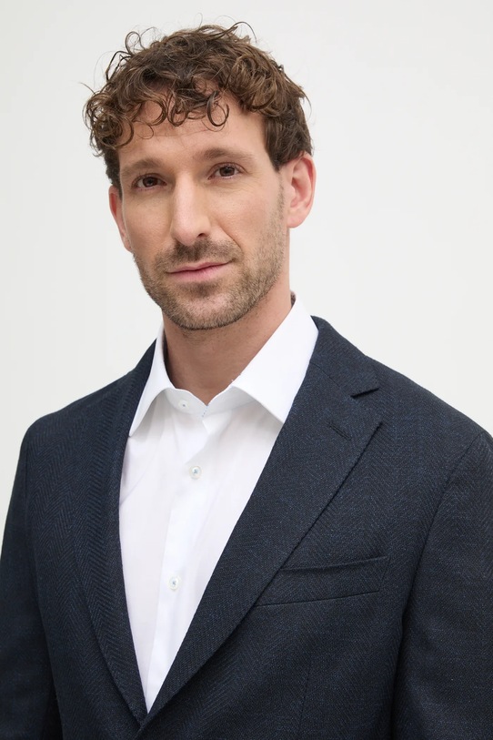 Сако с лен BOSS тъмносин 50538028