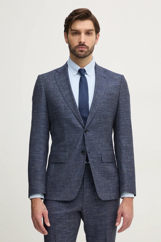 Μάλλινο σακάκι BOSS κανονικό σκούρο μπλε 50539804