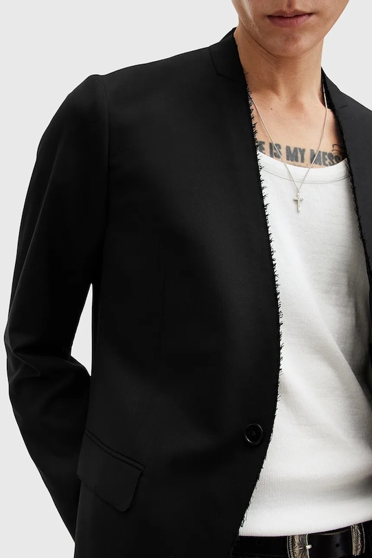 Пиджак с примесью шерсти AllSaints WREN M007QB чёрный SS25