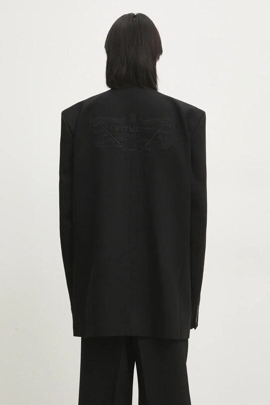 Oblečenie Vlnené sako VETEMENTS Logo Embroidered Single Breasted UA66JA400B čierna