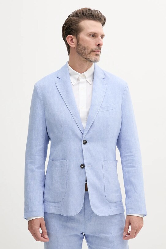 United Colors of Benetton marynarka lniana regular niebieski 23B3UW014