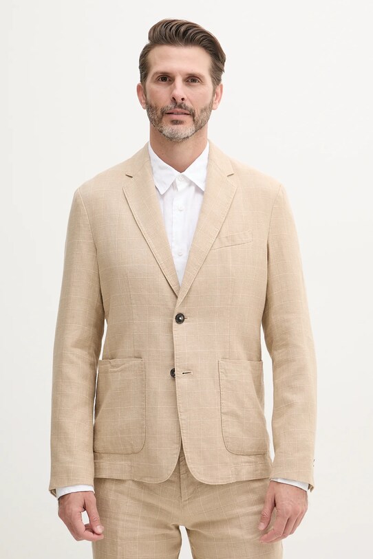 Льняний жакет United Colors of Benetton regular бежевий 23B3UW014