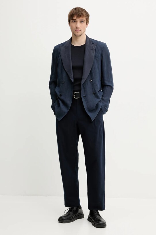 Plátěné sako BARENA VENEZIA Camicia Mola GIU5056.3144 námořnická modř SS25