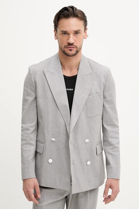 HUGO blazer din amestec de in gri 50538161