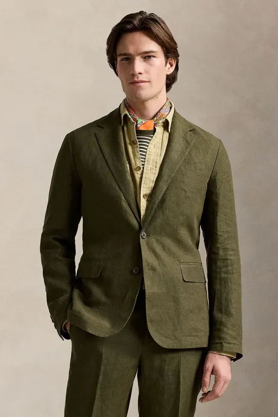 Ленено сако Polo Ralph Lauren Sportcoat изчистен зелен 715927474