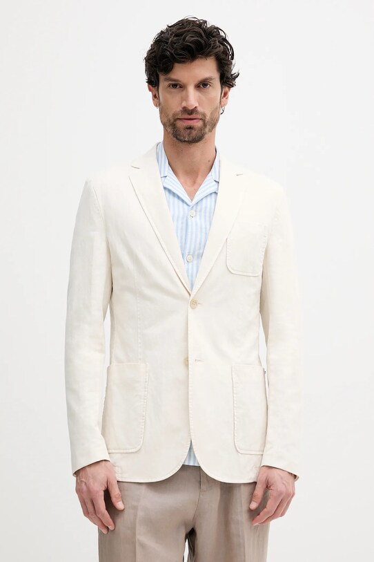 Sako s prímesou ľanu Guess TYRON jednofarebný béžová M5GN09.WH782