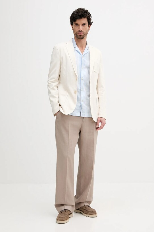 Sako s prímesou ľanu Guess TYRON M5GN09.WH782 béžová SS25