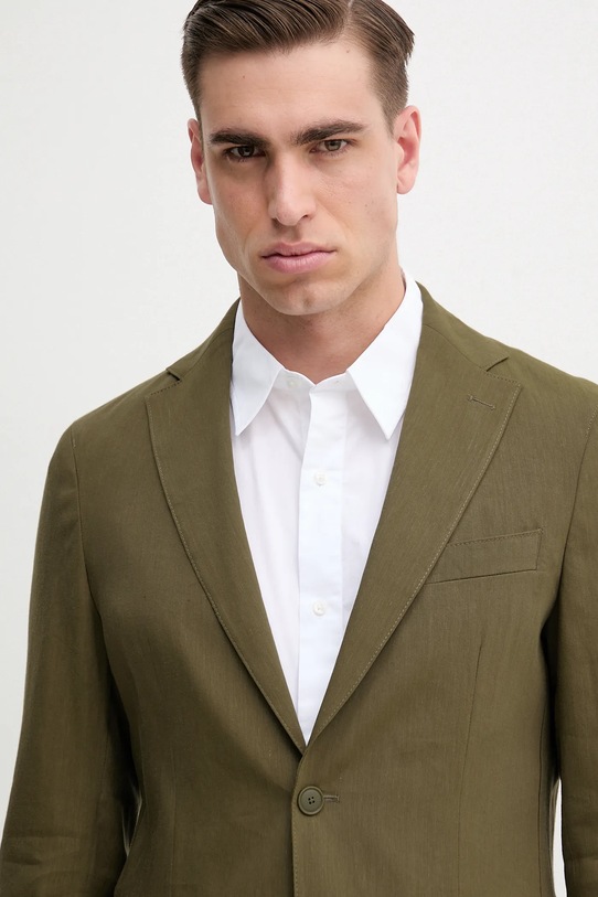 BOSS marynarka lniana zielony 50540685