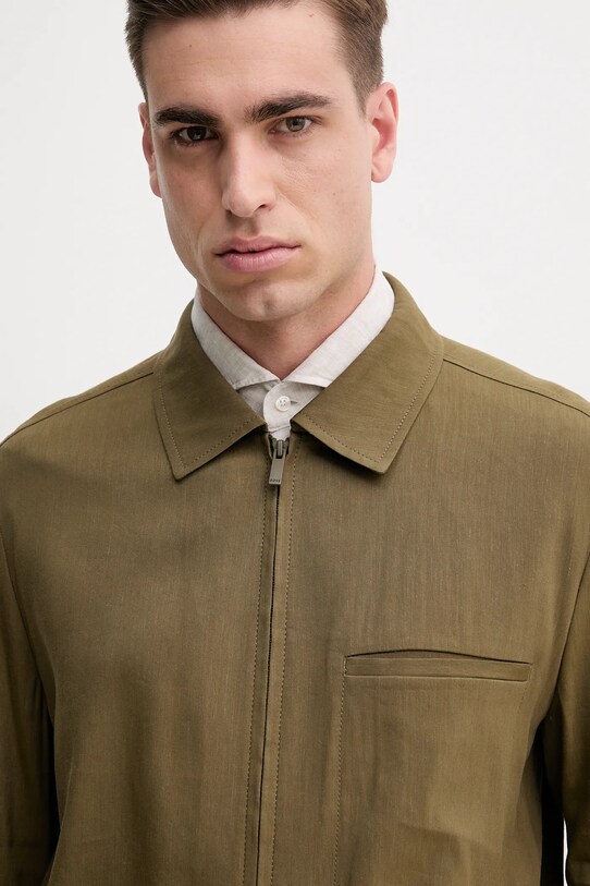 Льняная куртка BOSS 50540701 зелёный