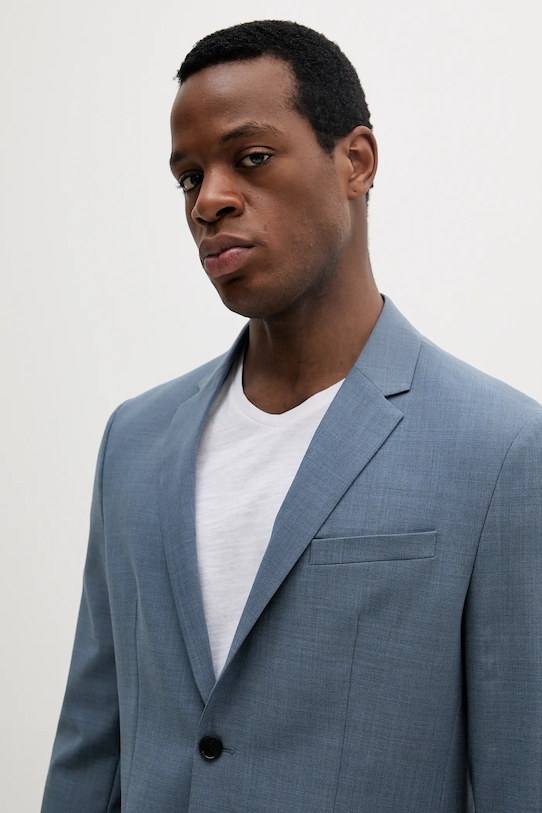 Suknjič s primesjo volne Calvin Klein modra K10K113944