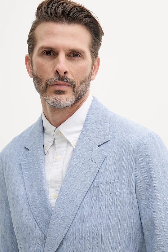 Tommy Hilfiger giacca in lino misto blu MW0MW38895