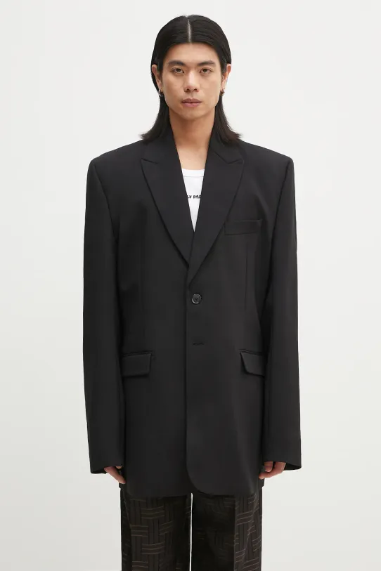 VETEMENTS geaca de lana Logo Embroidered cu captuseala negru UA65JA710B