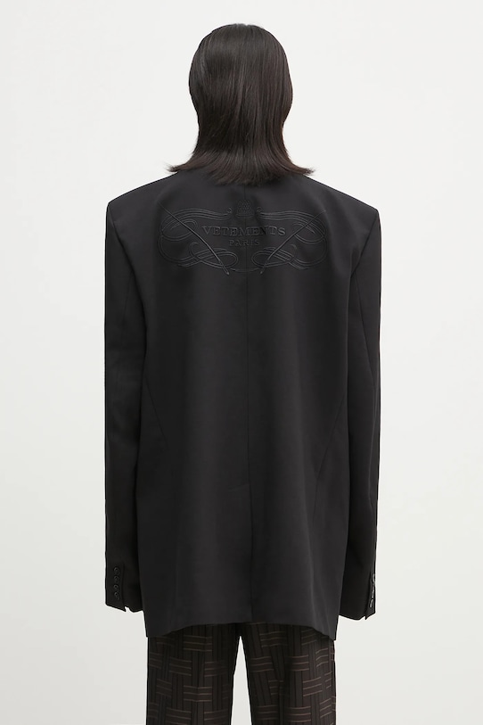 Îmbrăcăminte VETEMENTS geaca de lana Logo Embroidered UA65JA710B negru