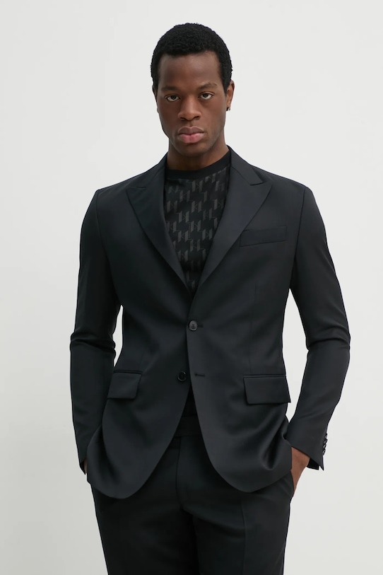 Karl Lagerfeld marynarka wełniana KL STUDIO regular czarny 552055.155422