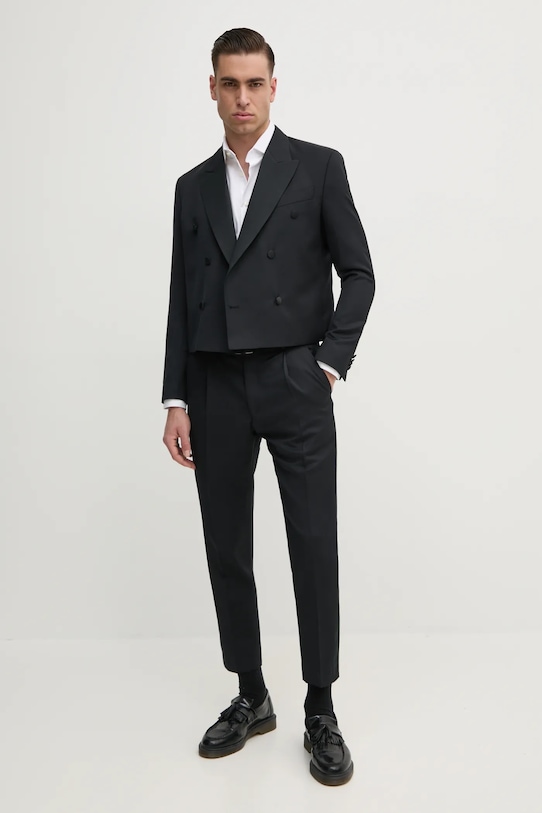 Karl Lagerfeld marynarka wełniana KL STUDIO 552055.155423 czarny SS25